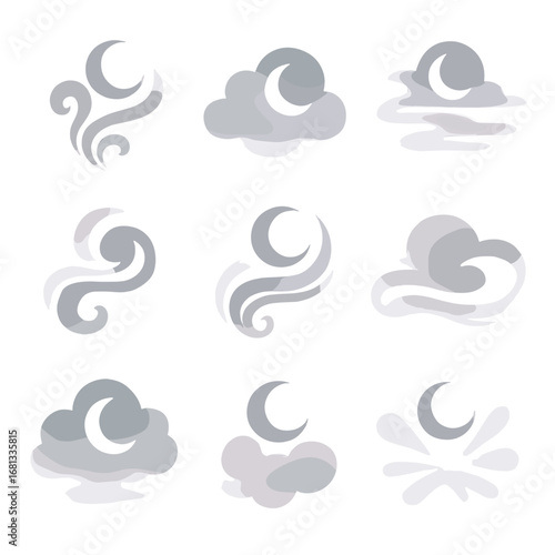 Mist soft swirl lunar vector moon moonlit formation airy haze icon icons