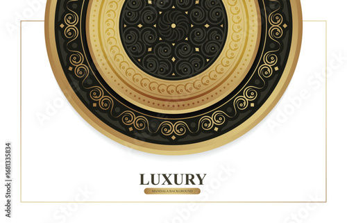 Elegant Decorative Gold and Black Mandala Floral Ornament Background Design
