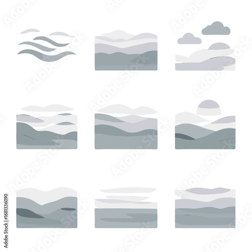 Over twilight moody cloudy vector mist fog dawn soft icon hazy