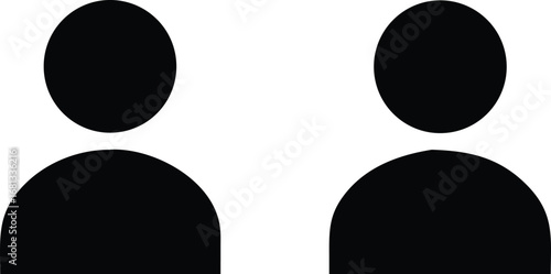 Two simple black silhouette figures side by side iconography representing people together