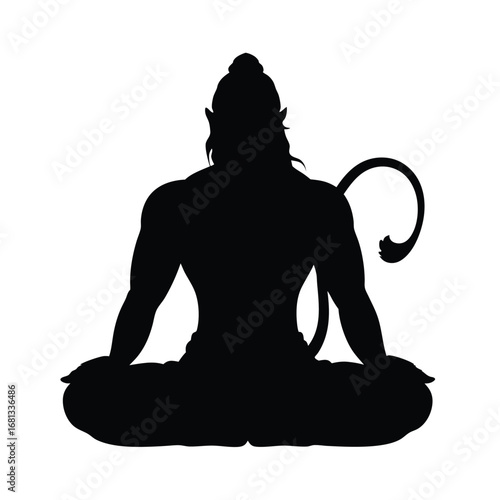 Silhouette of Hanuman Meditating A Powerful Depiction of Spirituality Devotion and Inner Peace in Hindu Mythology and Religious Art