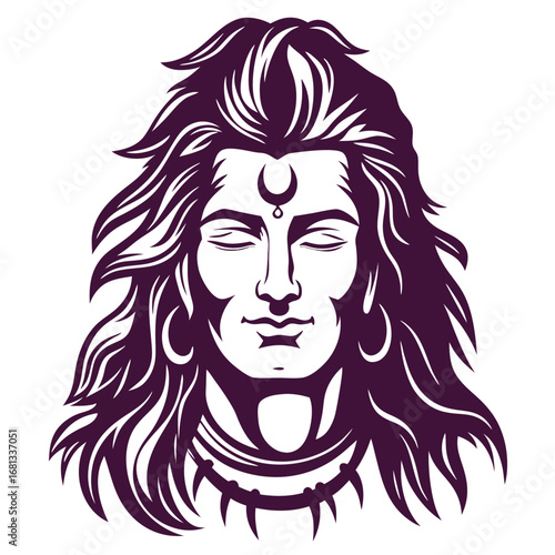 Serene Silhouette of Lord Shiva A Meditative Depiction of Hindu Divinity and Spiritual Iconography in a Monochromatic Artistic Rendition