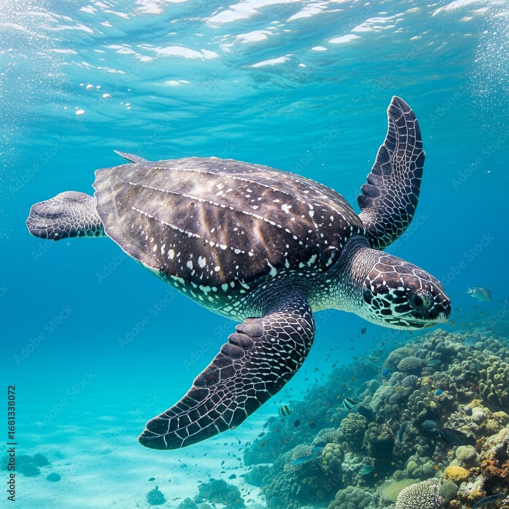 Naklejka premium leatherback turtle in the sea