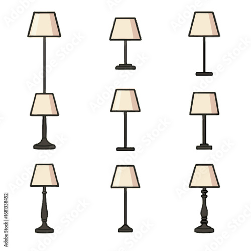Lamp ornate vector narrow triangular base lamps slim wide floor icon stylish