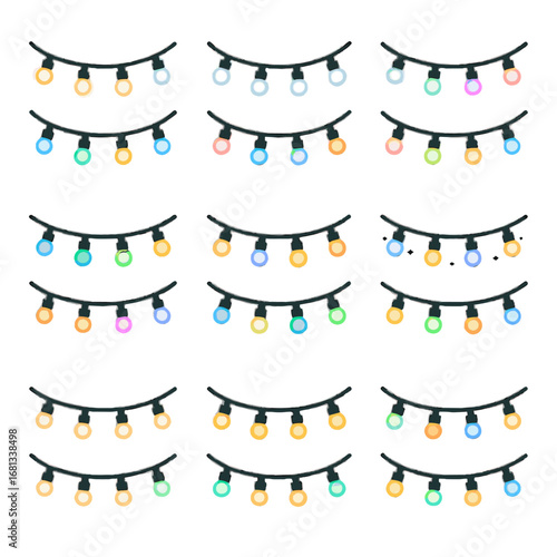 Lights string chasing icon flashing vector white gradient warm fading colorful