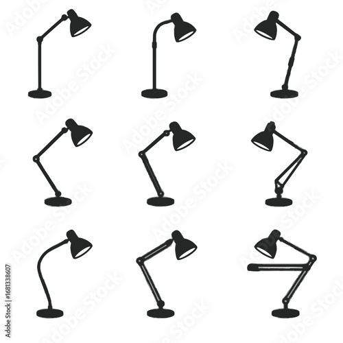 Adjustable modern swiveling arm lamp icon reading vector extendable height collapsible