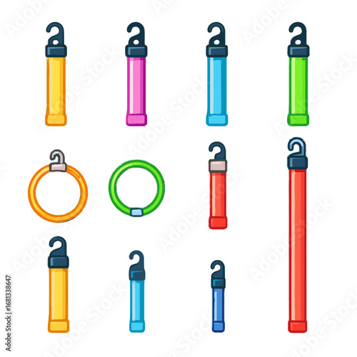 Pink yellow red vector icon colorful sticks glowing stick glow necklace jumbo