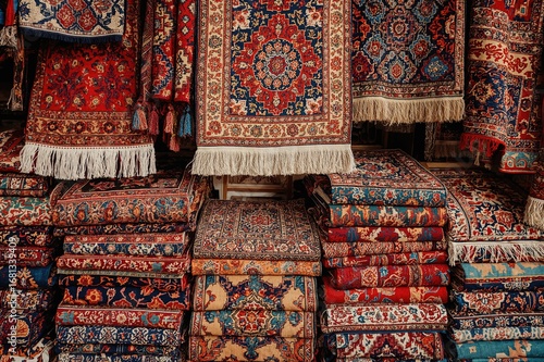 Wallpaper Mural Stacks of Turkish textiles, carpets, and patterns. Torontodigital.ca