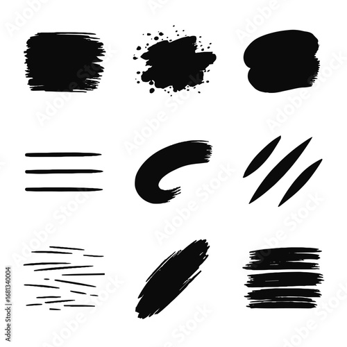 Vector dashes strokes trails thin collection stroke icon bold brush dry curved