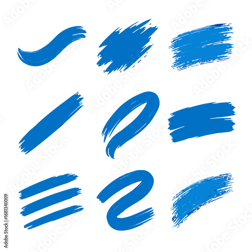 Collection brush ribbons angled paint icon jagged vector thin lines strokes marks