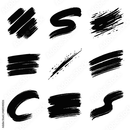 Textured paint faded bold brush swaths bands streaky vector strokes icon