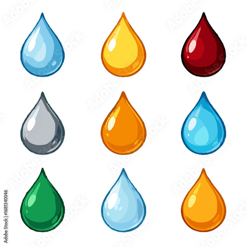 Drops vibrant bright jade drop liquid cool blood blue icon rich vector