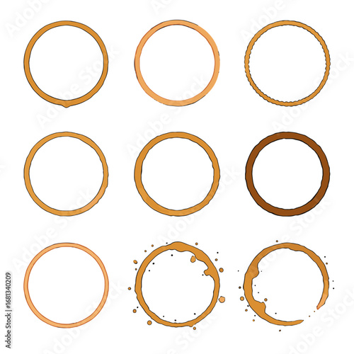 Vector espresso circle icon latte coffee rim splash rings drip ring