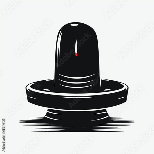 Stylized Monochrome Illustration of a Lingam Symbolizing Divine Energy and Creation Representing the Hindu Deity Shiva