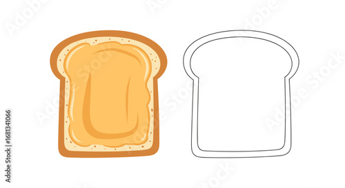 Icon of a slice of bread with peanut butter and a blank outline of bread for customization