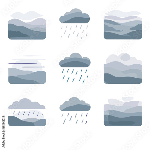 Misty icon atmospheric rainy layers light fog mist vector gentle