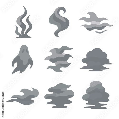 Fog eerie mist spectral vector ghostly forms phantom tendrils icon haunted