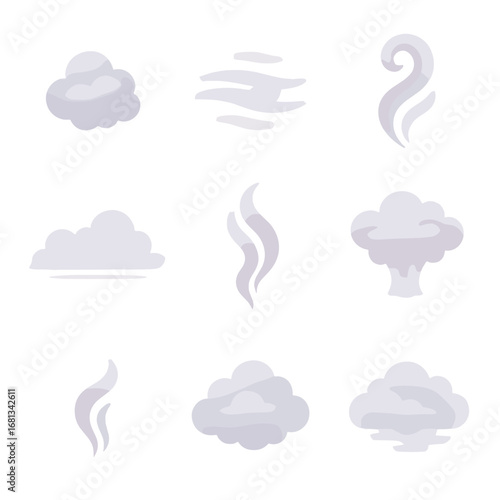 Cloud burst wisp haze subtle vector icon airy fog vapor twilight icons