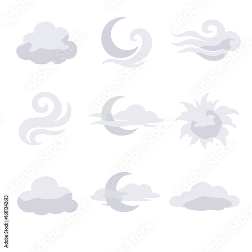 Icons fog icon mist formation moonlit gentle vector subtle delicate haze swirl