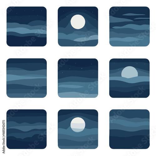 Starry waves vector layering icon contour icons ribbons nighttime drifting mist haze