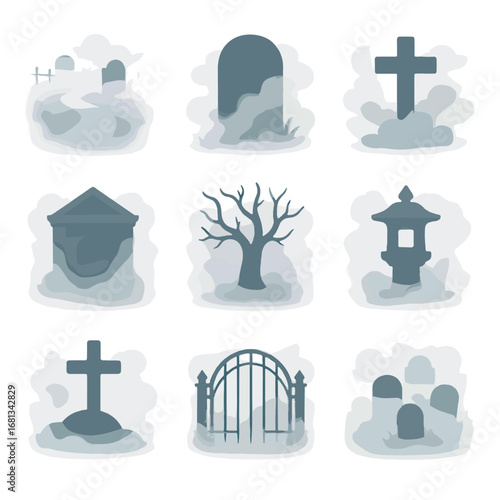Fog path vector cluster mist icon crypt grave icons iron graveyard