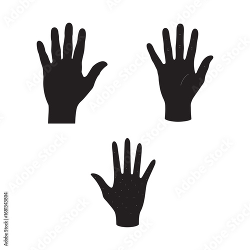 silhouette wish hand with open palm set bundle on the white background