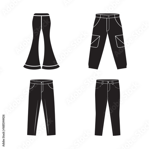 silhouette of cargo pant bundle on the white background