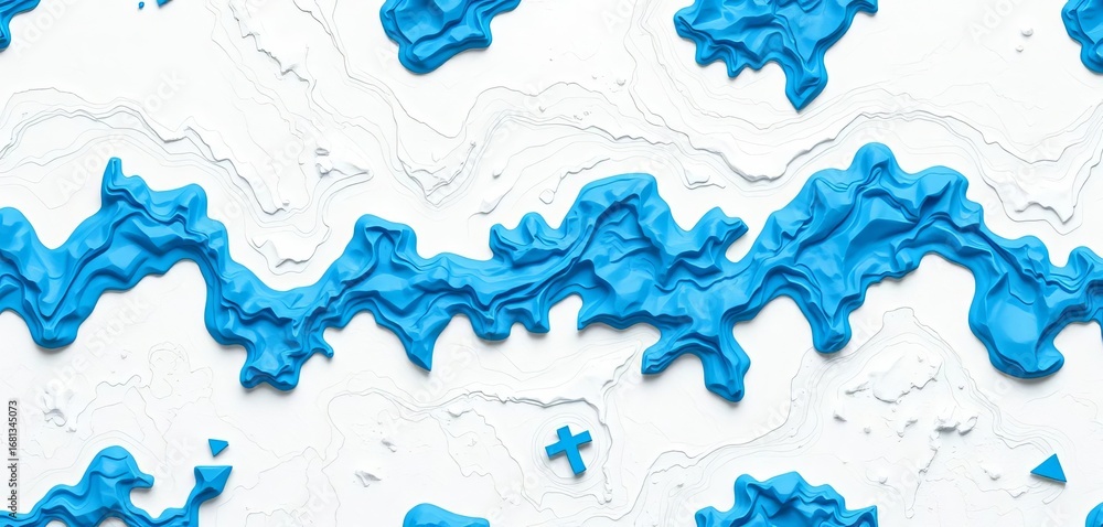 Obraz premium Abstract blue topographic map seamless pattern on textured white background , map, design