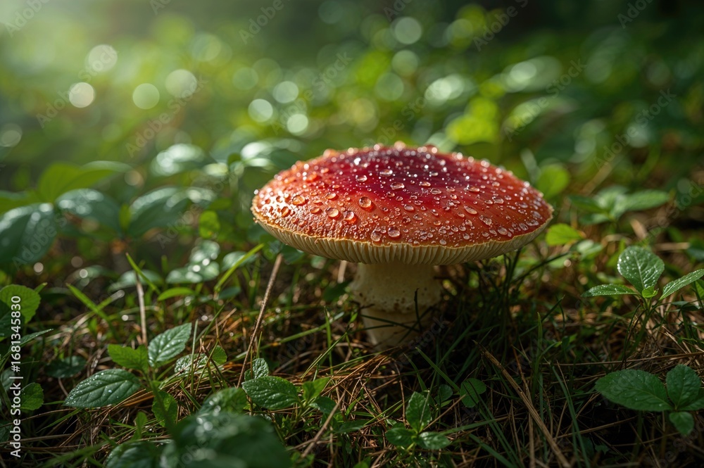 Obraz premium Scarlet fungus oozing fluid