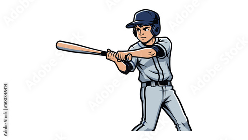 Baseball Player in Action: A dynamic illustration captures a focused baseball player mid-swing, embodying the essence of dedication and competitive spirit.