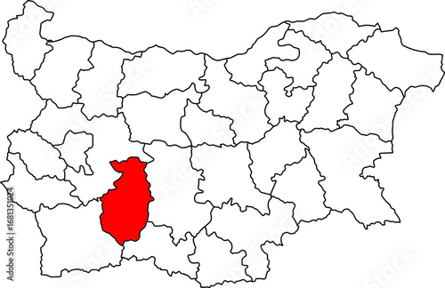A detailed map of Bulgaria highlighting the Pazardzhik Province. Perfect for regional studies, agricultural reports, or geographical projects in the Thracian Valley.

