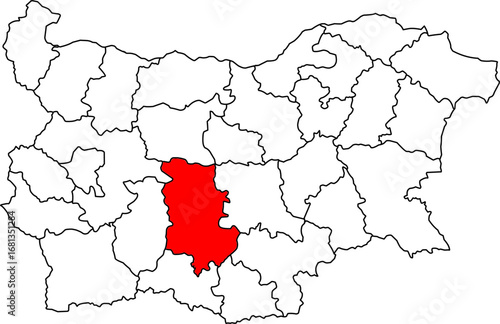 A detailed map of Bulgaria highlighting the Plovdiv Province. Perfect for regional studies, business analysis, or historical and cultural-related content.

