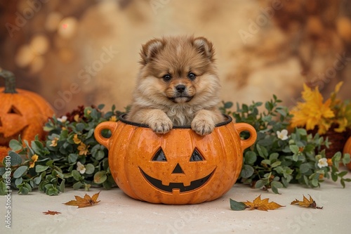 Small Dog with Halloween Pu...