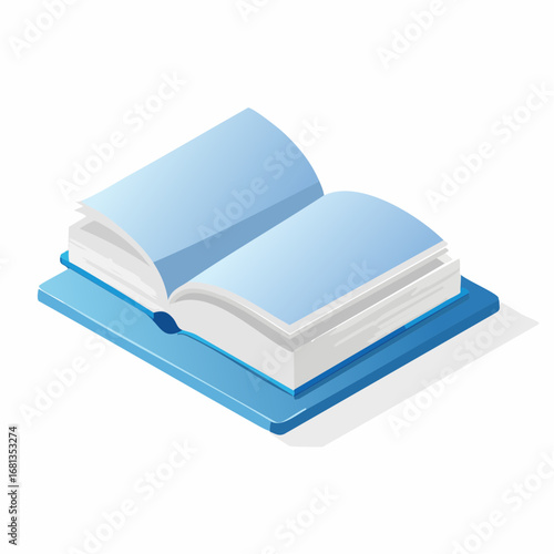 Isometric Open Blue Book Illustration