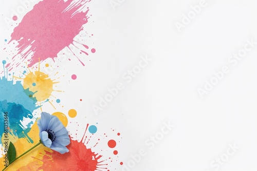 Vivid paint splashes on a w...