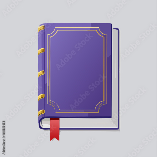 Purple Book with Gold Accents and Red Ribbon