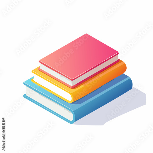 Stack of Colorful Books Isometric Illustration
