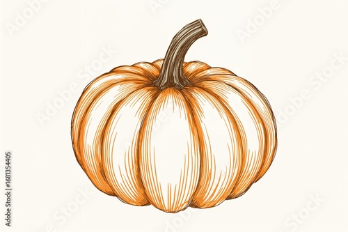 Hand-drawn orange pumpkin i...
