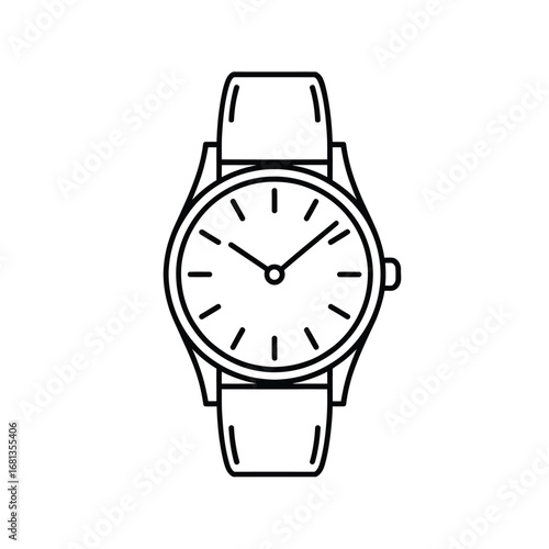Classic analog wristwatch with a clean line art design