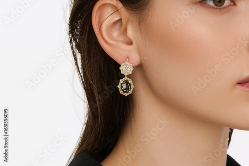 Set of gold and black earri...