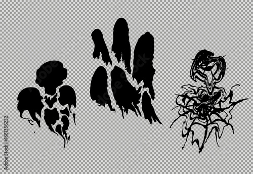 Liquid Halloween abstract shapes. Modern Distorted Ink Vector Element Set.