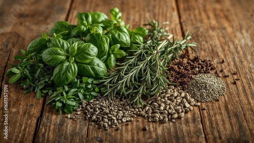 Freshly chopped herbs and s...