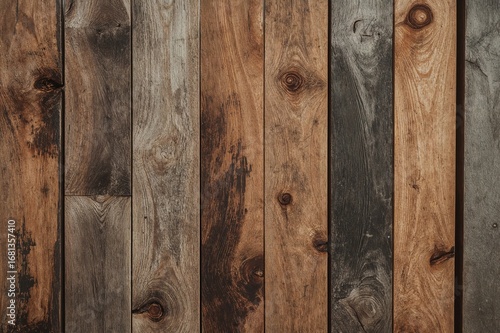 Weathered wooden planks sco...