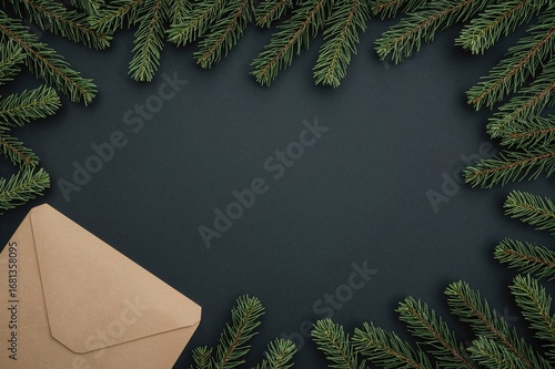 Festive frame made of green...