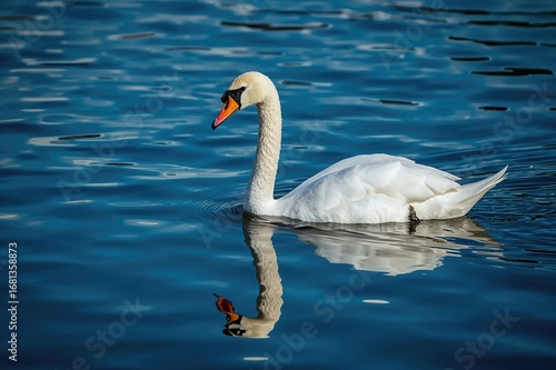 Elegant swan mirrored on se...