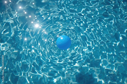Solitary blue sphere floati...