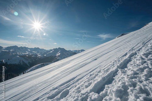 Sunny day off-piste run wit...