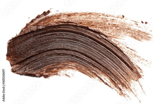 Dark brown cosmetic smear on white background