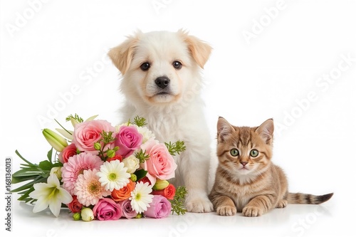A bouquet of flowers with a...