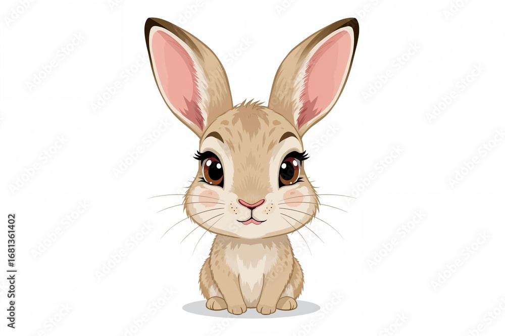 Obraz premium Cartoon illustration of a rabbit hare on a white backdrop, isolated vector
